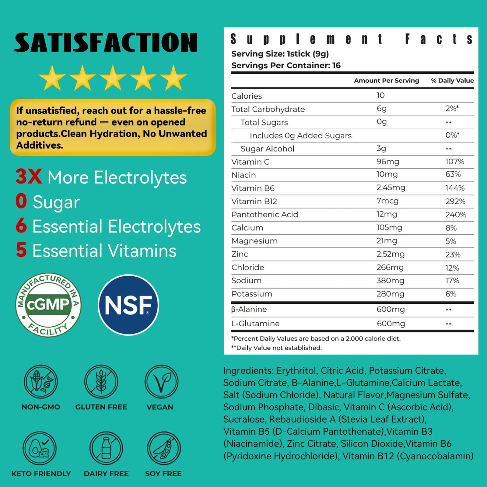 Zwrhealth Electrolytes Powder Packets, Sugar Free Hydration Packets, 4 Flavors Liquid Daily IV Electrolyte Drink Mix, Instantly Hydrating & Party Recovery with 6 Electrolytes & 5 Vitamins, 16 Servings image 3