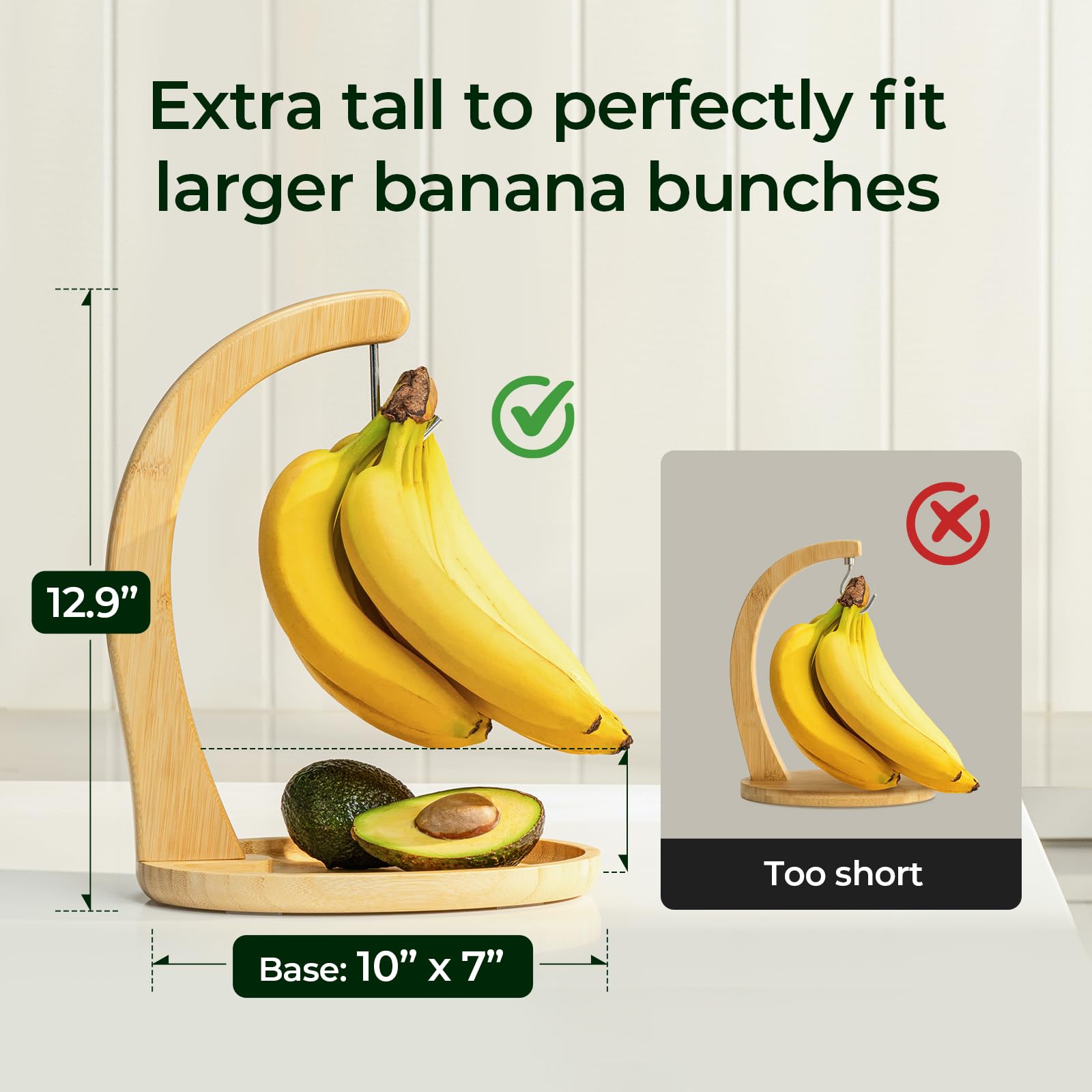 keechee Bamboo Banana Holder with Fruit Tray, 12.9" Tall image 2