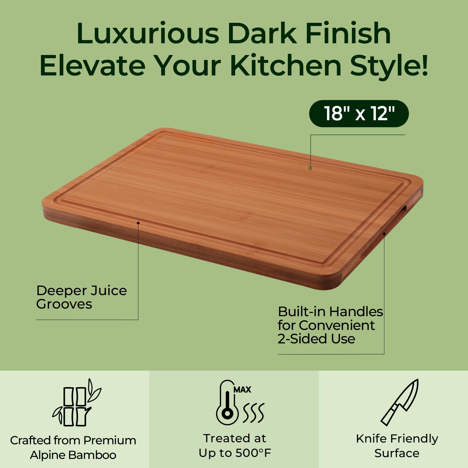 Keechee Carbonized Bamboo Cutting Board for Kitchen, XL Chopping Block image 5