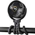 Black buywoo portable rechargeable mini stroller fan with clip and 360° rotating head