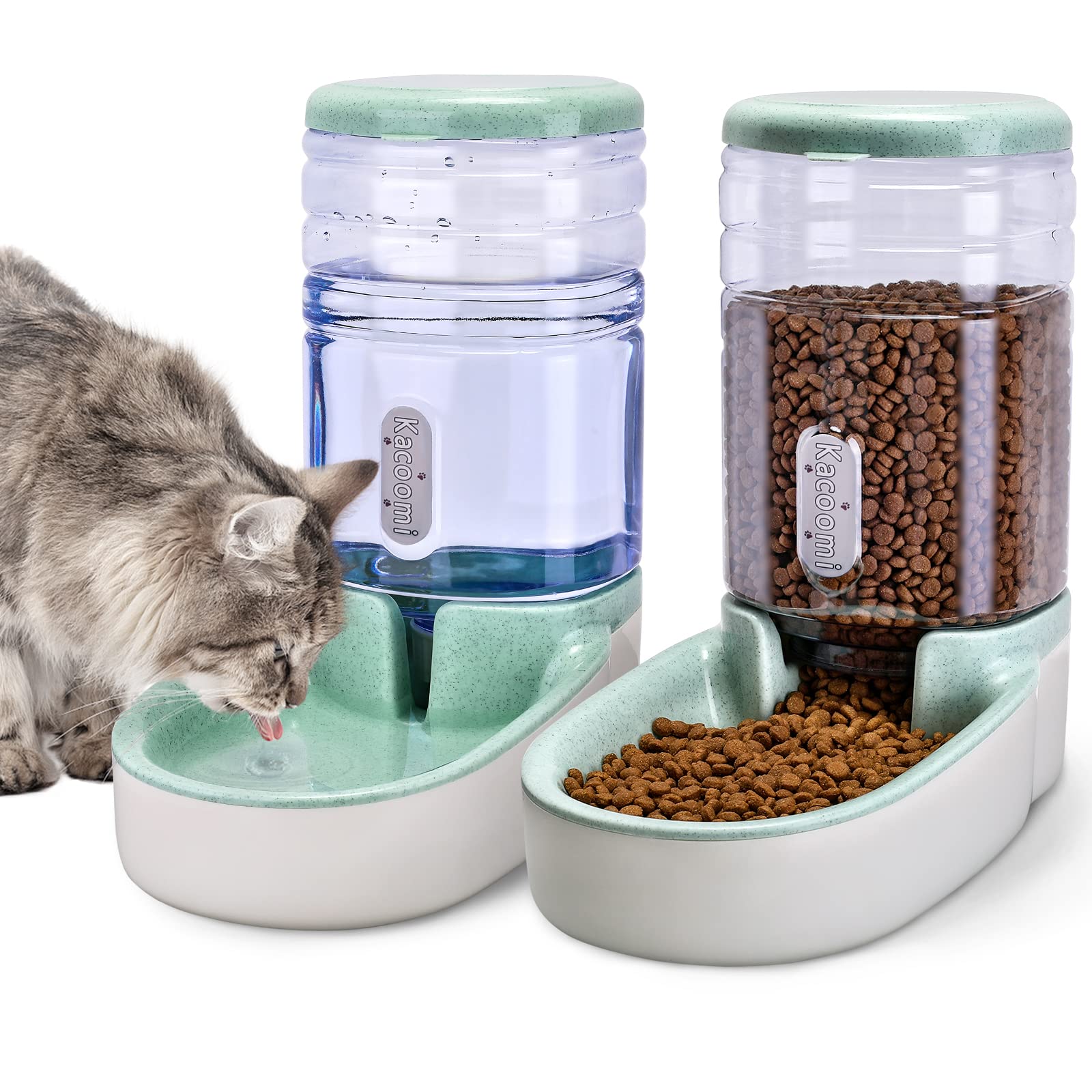 Kacoomi automatic pet feeder water dispenser two 1-gallon containers feeding bowl