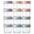 VITEVER 12 clear 4oz glass baby food jars with white lids