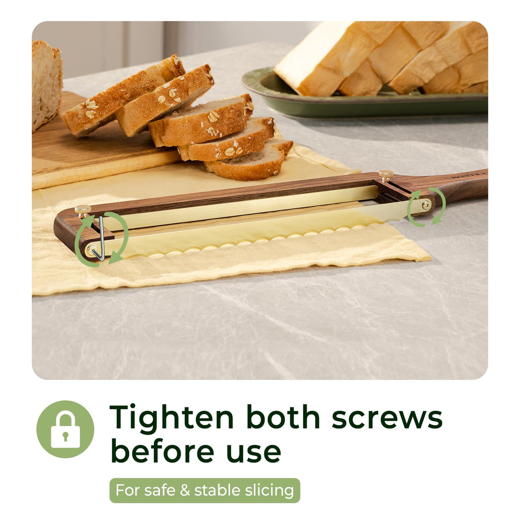 keechee Walnut Wood Adjustable Bread Knife for Homemade Sourdough image 9