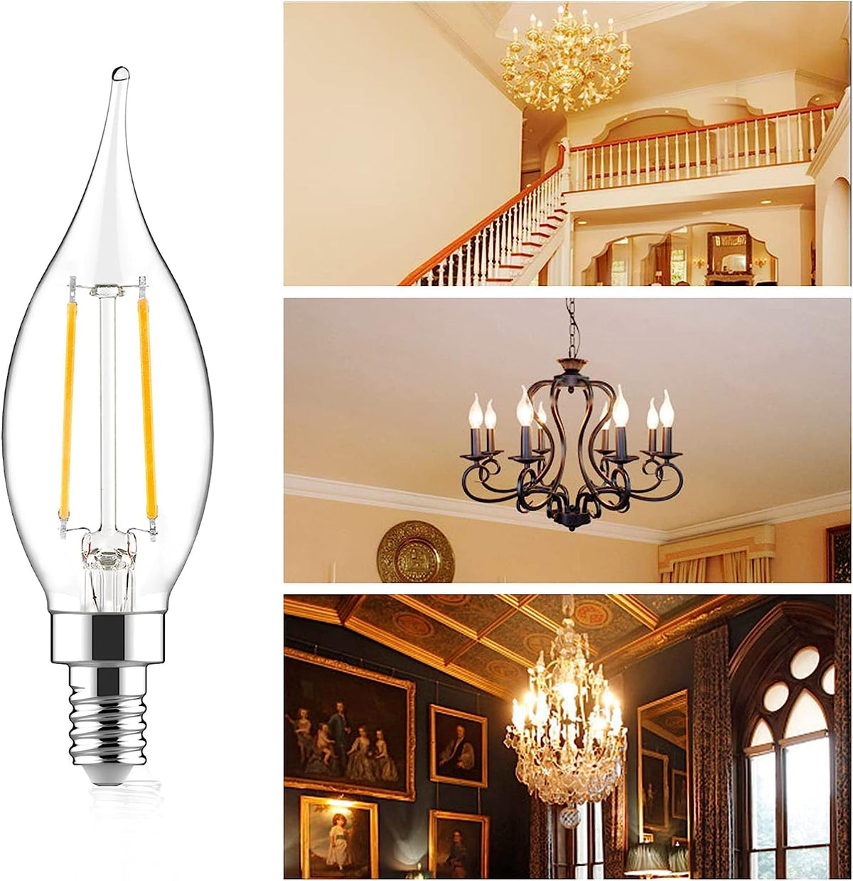 Sengled E12 Candelabra Bulb 60W Equivalent LED Chandelier Light Bulbs, 5W Dimmable E12 LED Bulb, 2700K Soft White 450LM Candelabra Base, Flame Tip Candle Light Bulbs, 12 Packs image 4