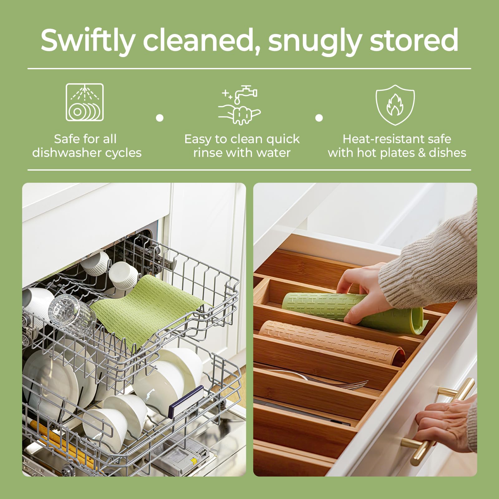 Keechee Silicone Non-Slip Mat for Cutting board, Preventing Cutting Injuries in the Kitchen Chopping Boards Feet for Kitchen Safe, Warm Gifts for Kitchen & Home Protector (Green) image 8