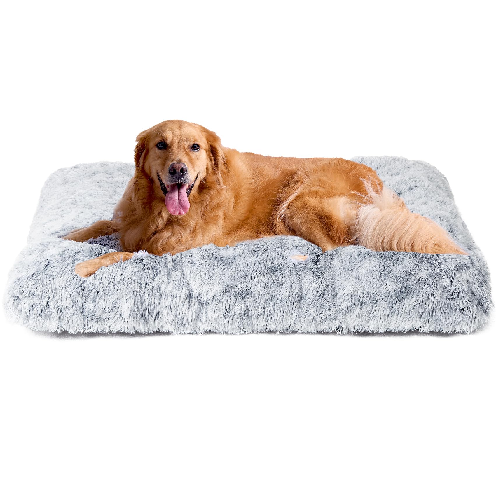 Grey fluffy extra-large dog crate bed pillow