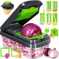 Yusshn 12-in-1 vegetable chopper, container, interchangeable blades