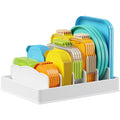 Lifewit cabinet lid organizer with seven vertical slots holding food container lids