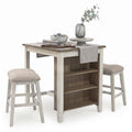 Signature Design by Ashley Skempton three-piece counter height dining table with two stools in dark brown finish