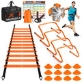 MUROZA 20ft agility ladder laid flat on turf, adjustable rungs visible