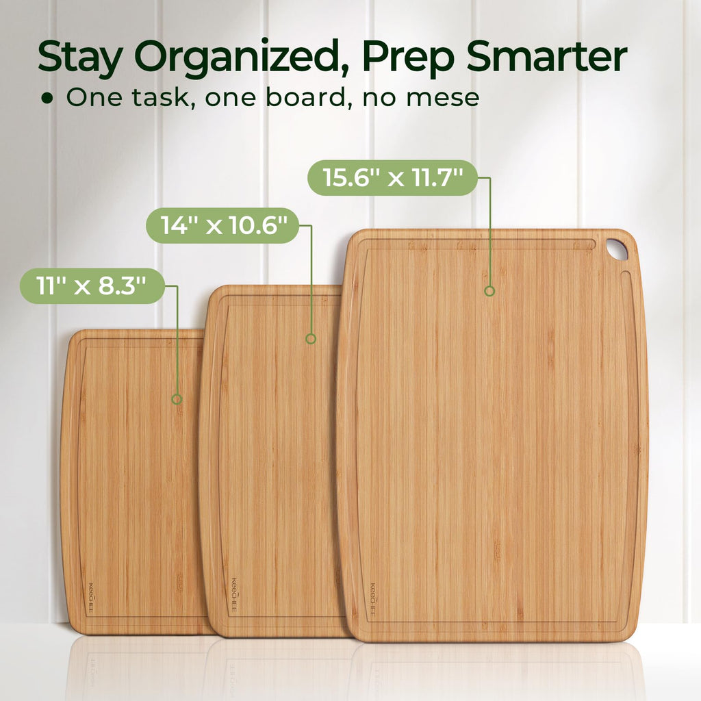 Keechee Dishwasher Safe  Cutting Boards Durable Lightweight Wood Cutting Board for Busy Kitchen, Easy Clean Wooden Chopping Boards with Juice Groove Set of 3 (L+M+S) image 6