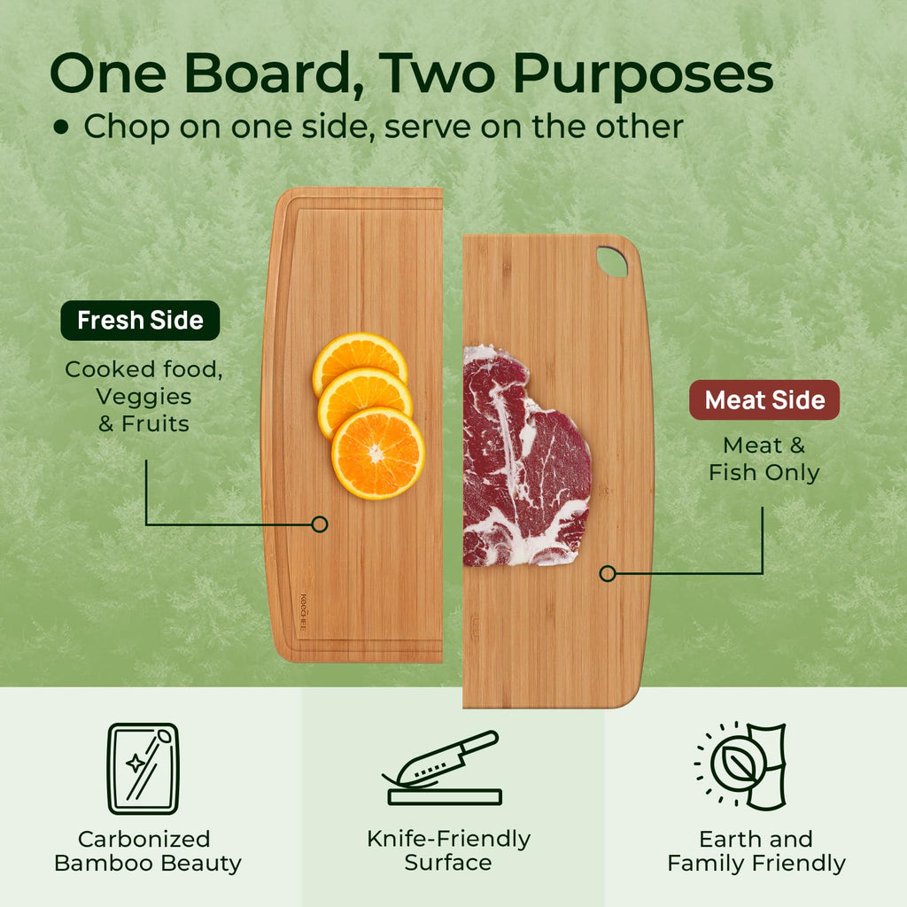 Keechee Dishwasher Safe Cutting Boards Durable Lightweight Wood Board for Busy Kitchen, Easy Storage & Clean Wooden Chopping Boards with Juice Groove Set of 2 (M+S) image 4