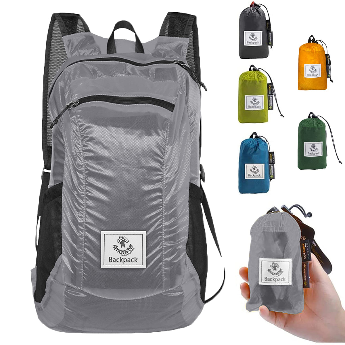 Silver 4Monster 16L packable hiking backpack unfolded
