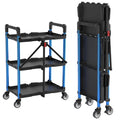 WORKPRO 3-tier collapsible utility cart on wheels, three shelves