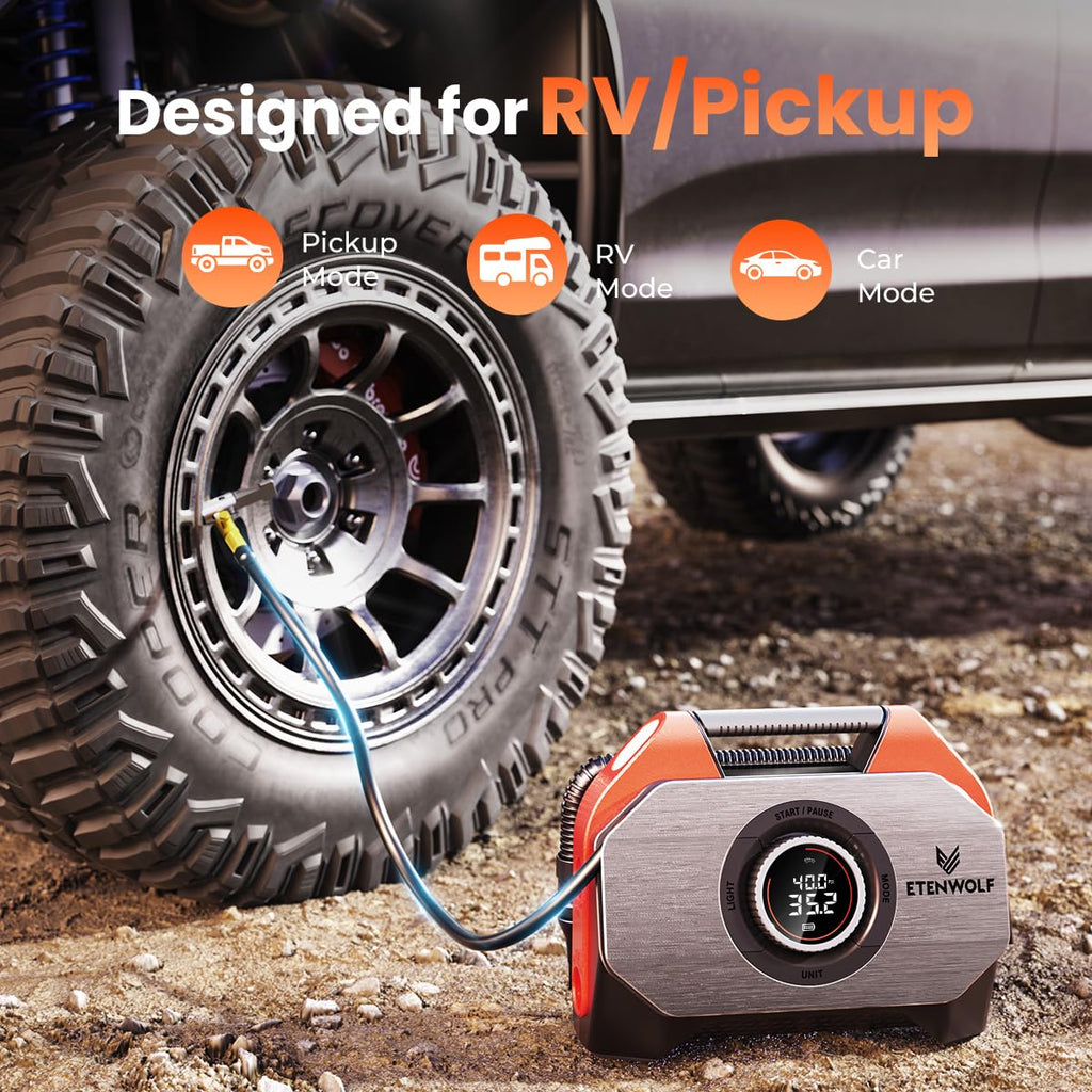 ETENWOLF VORTEX S6 Tire Inflator Portable Air Compressor, Cordless Air Pump image 3