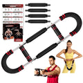 Adjustable arm twister trainer with rotating handles and resistance dial set between 30 and 120 lbs