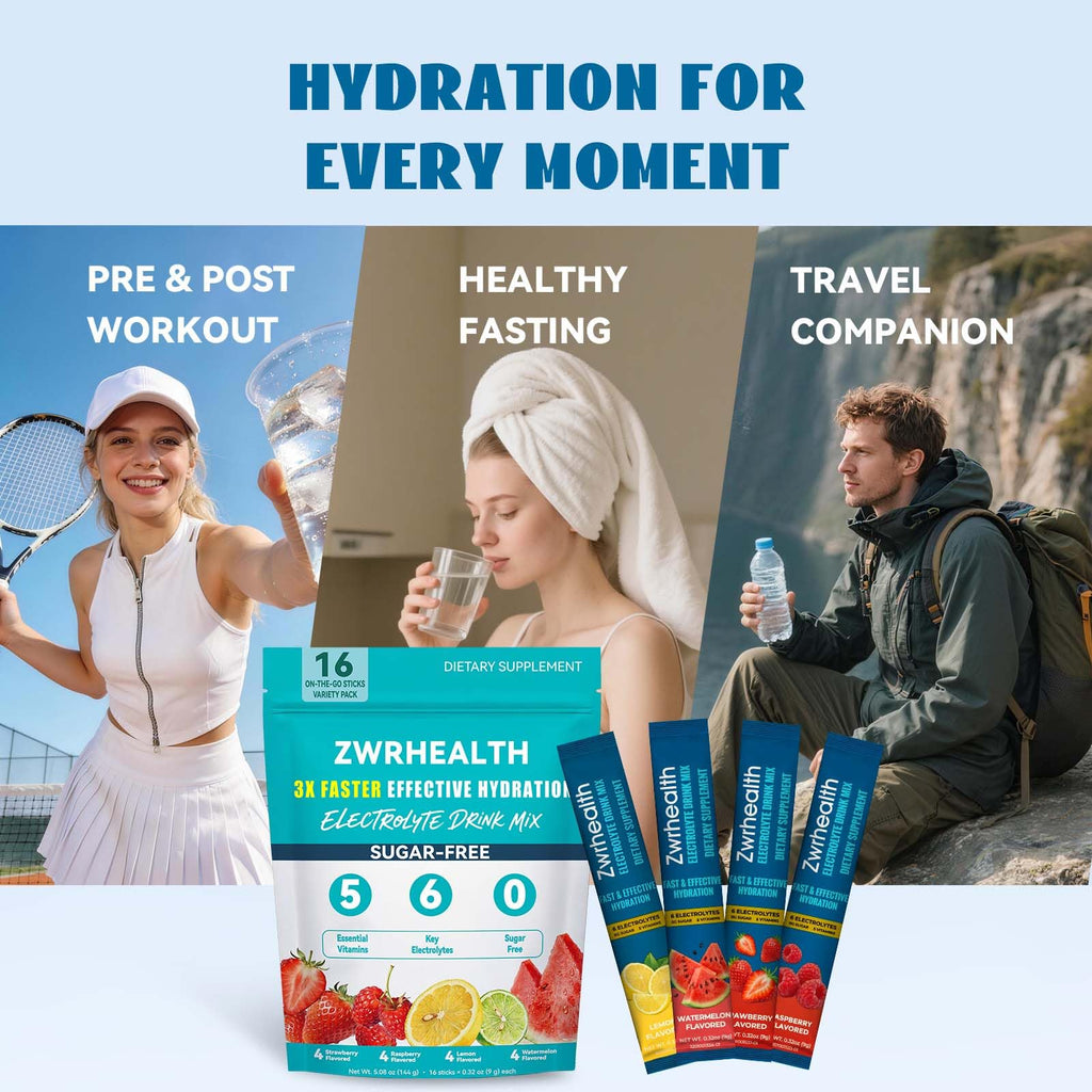 Zwrhealth Electrolytes Powder Packets, Sugar Free Hydration Packets, Liquid Daily IV Electrolyte Drink Mix, Instantly Hydrating & Party Recovery with 6 Electrolytes & 5 Vitamins, 16 Servings image 9