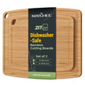 Keechee Dishwasher Safe Cutting Boards Durable Lightweight Wood Board for Busy Kitchen, Easy Storage & Clean Wooden Chopping Boards with Juice Groove Set of 2 (M+S)