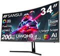 SANSUI 34-inch curved ultrawide gaming monitor front view on stand