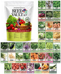 Survival seed vault can with labeled vegetable seed packets