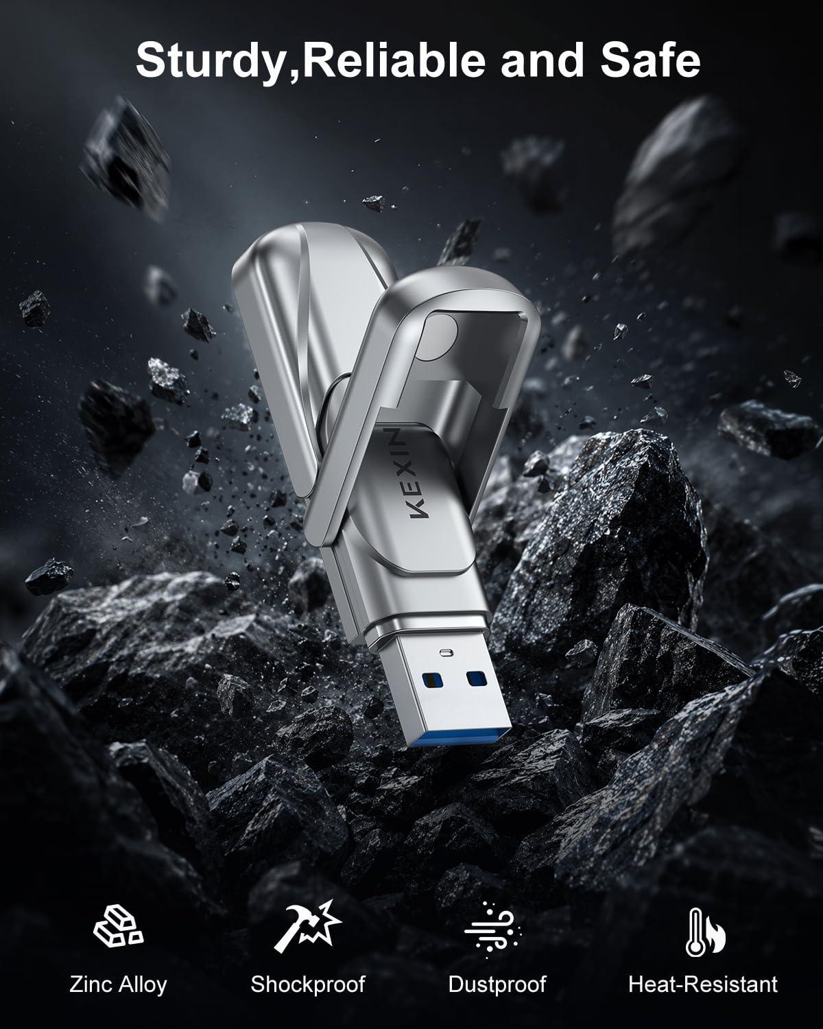 KEXIN 64GB Solid State Drive up to 450MB/s USB 3.2 Gen 1 Dual USB A & USB C Metal Drive for iPhone 15/16/17 Android Smartphone Tablet Game Console Windows Mac image 6