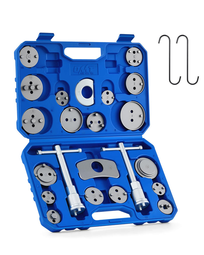 OMT 24pc Brake Caliper Compression Tool with Adapters & Hangers, Sandblast