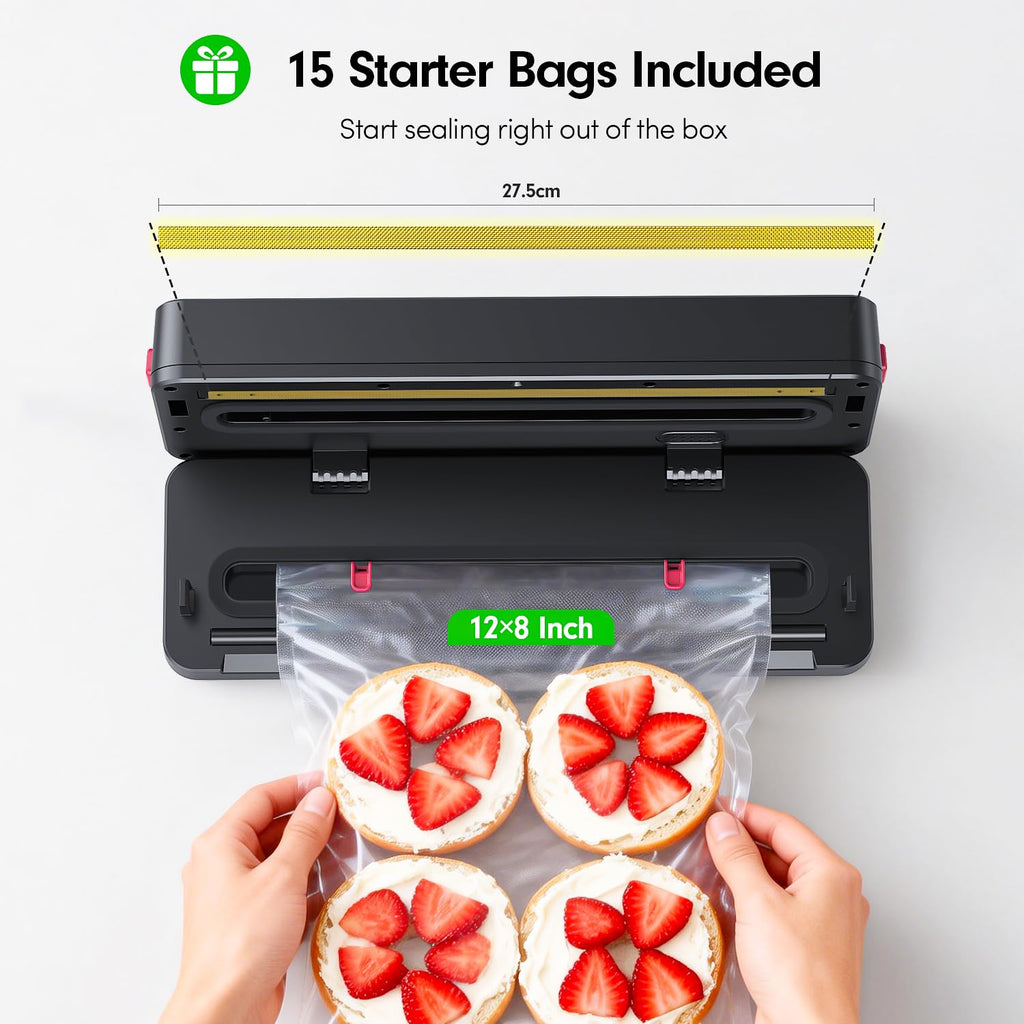 Handheld Vacuum Sealer for Food Storage: Portable Vacuum Sealing Machine with 30 Vacuum Bags - USB Rechargeable Cordless Food Sealer Saver for 5X Preservation