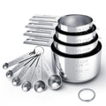 TILUCK stainless steel measuring cups & spoons arranged on white background