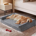 Large orthopedic washable dog bed with raised bolsters for senior dogs