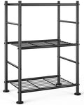 Black Sakugi three-tier metal storage shelves 18x12x30 adjustable feet