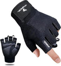 Black ATERCEL breathable workout glove (size L) showing palm padding and fingerless design