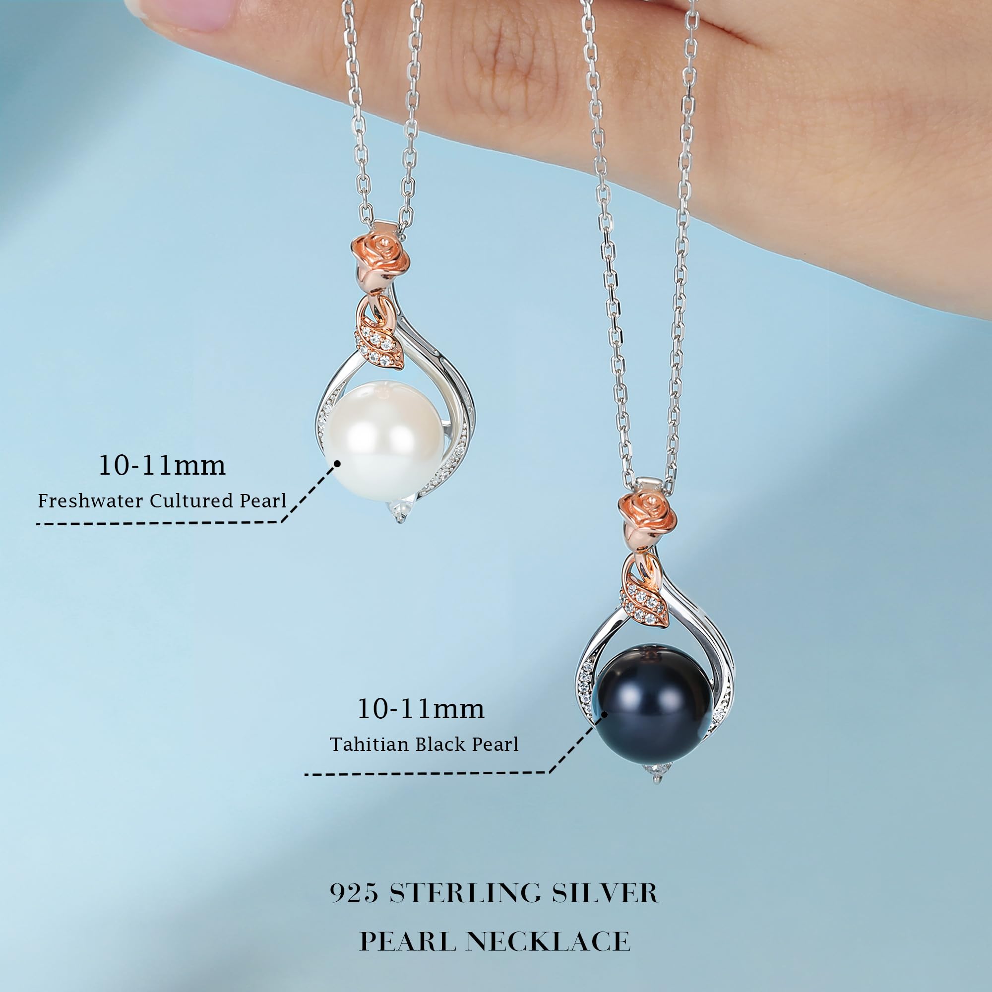 Iefil Anniversary Birthday Gifts for Women Wife, Black Pearl Necklace image 5