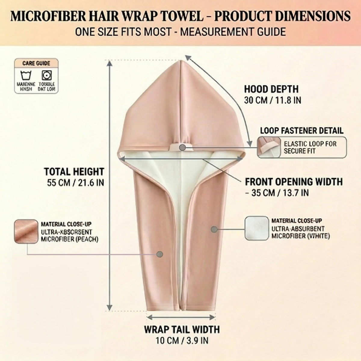 TURINGCREST Microfiber Hair Towel Wrap, Satin Quick Dry Turban Women Long image 2