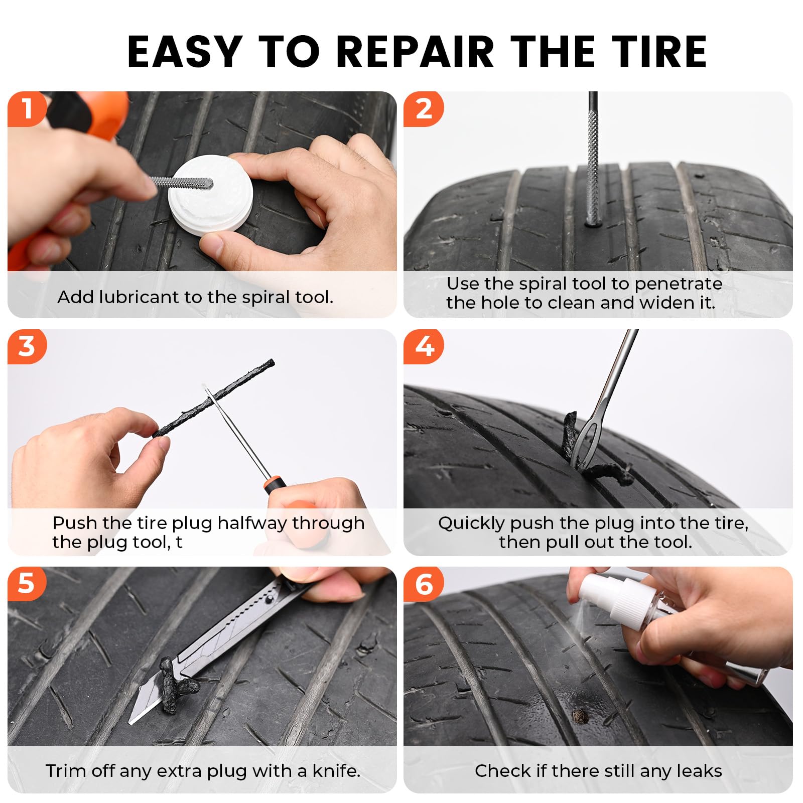 ETENWOLF Tire Repair Kit 42 Pcs, Heavy Duty Tire Plug Kit to Fix Punctures image 6