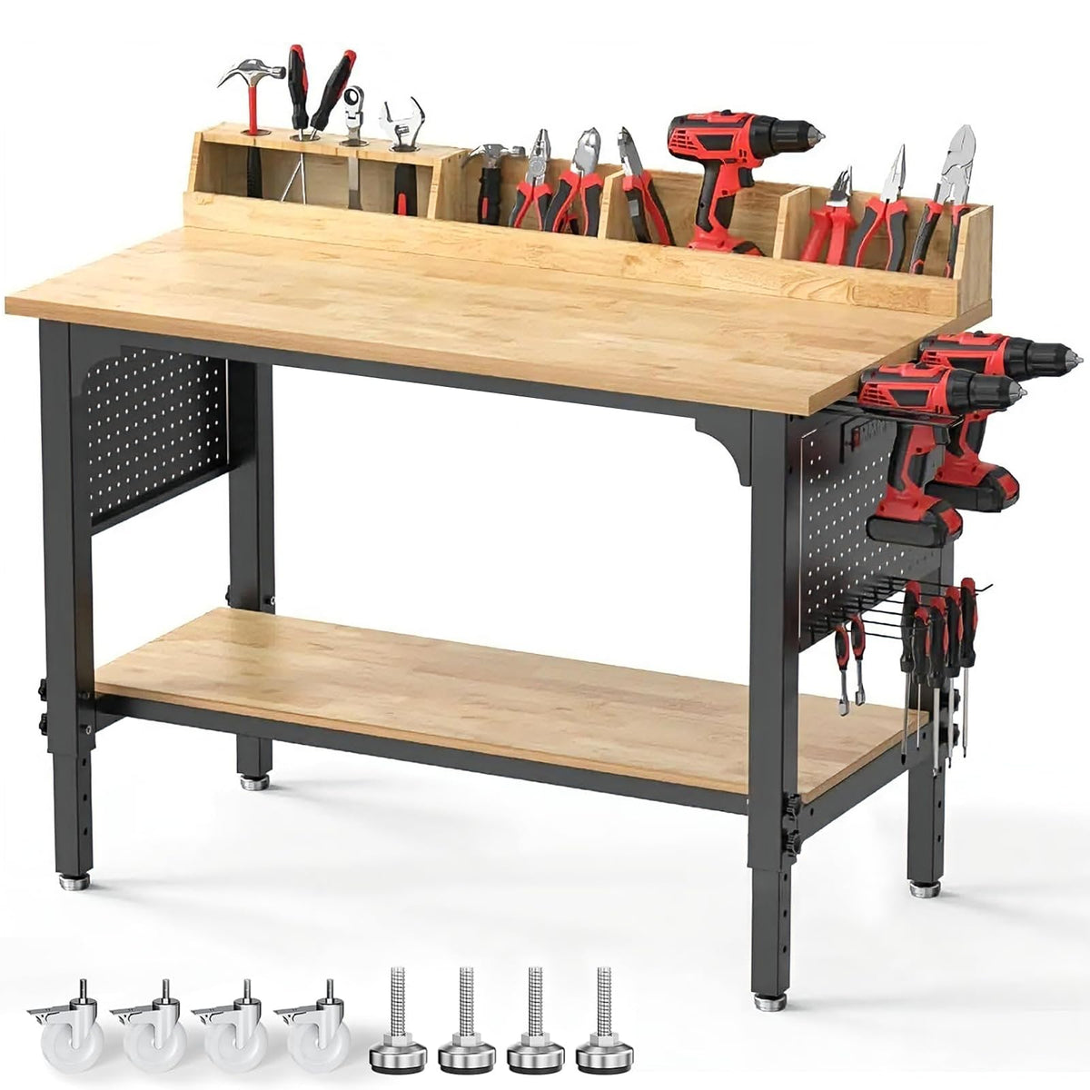 NORTHSKY 48-inch adjustable-height workbench on casters, heavy-duty steel frame