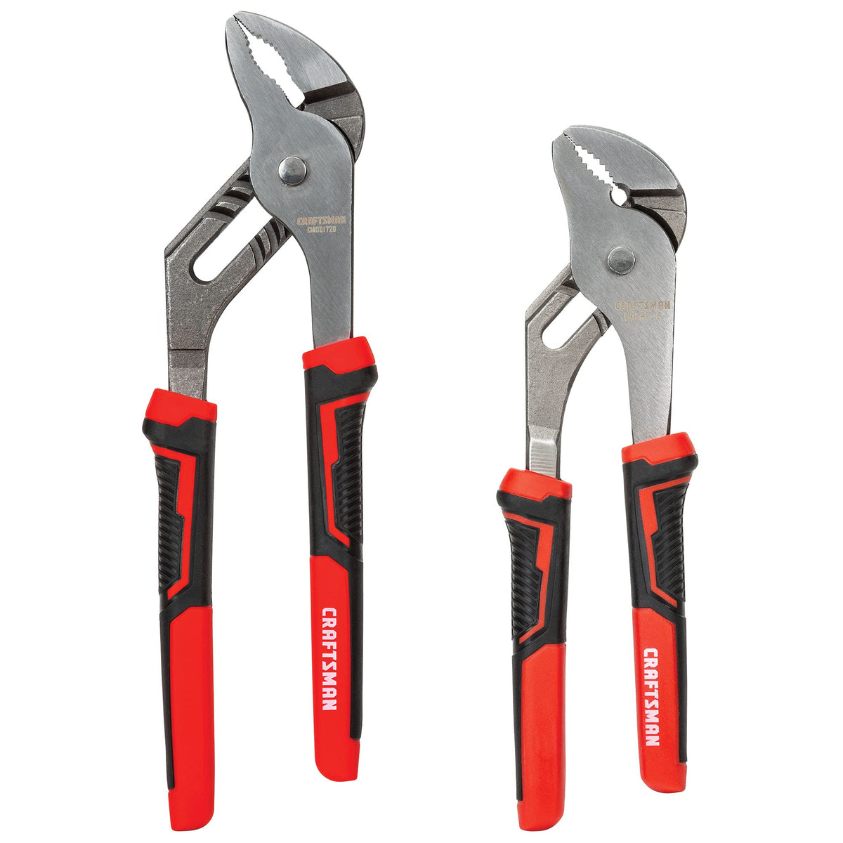 Two CRAFTSMAN groove joint pliers, 8 inch and 10 inch, on a white background