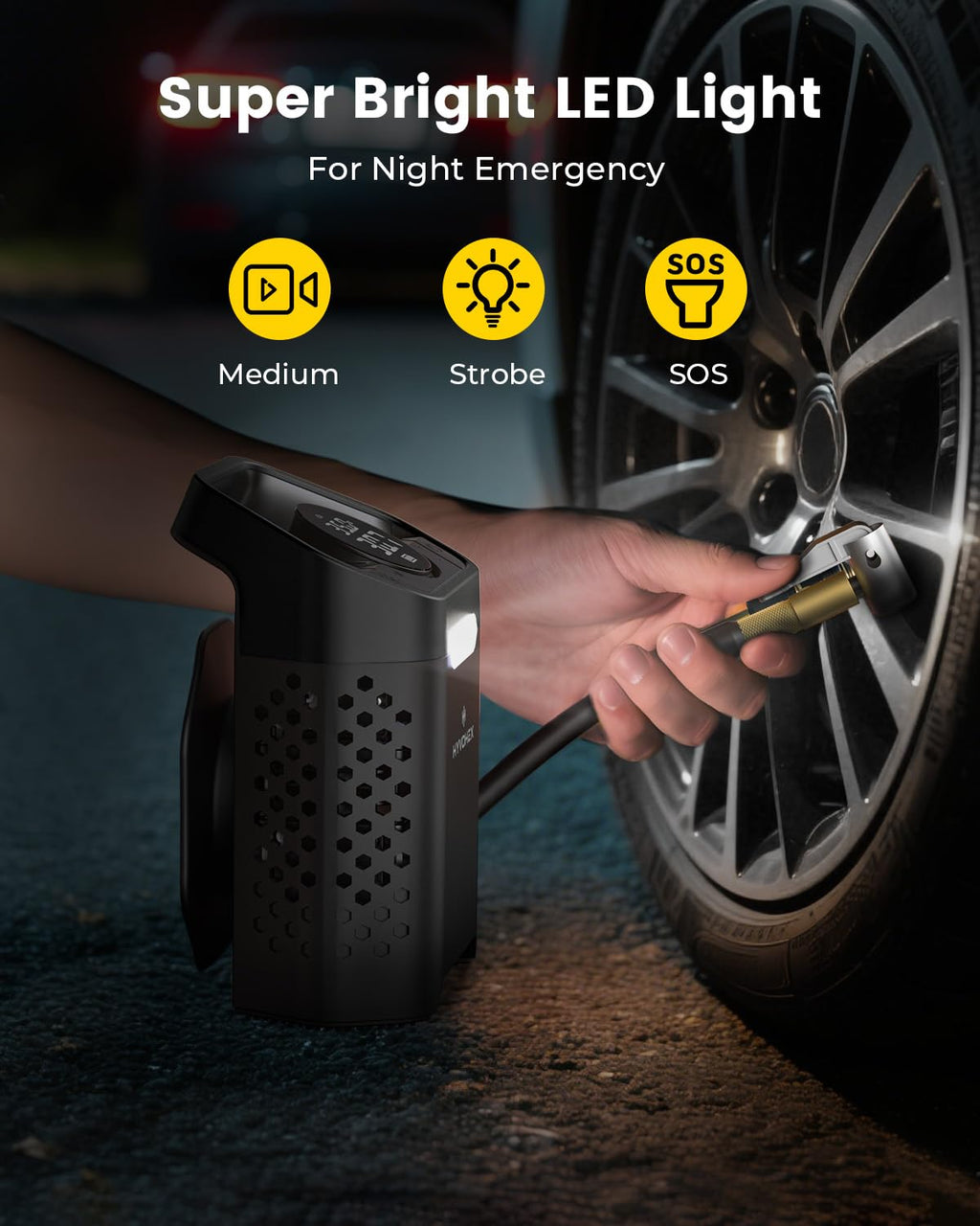 HYVOHEX Portable Air Compressor,160 PSI Cordless Tire Inflator Pump(Black) image 8