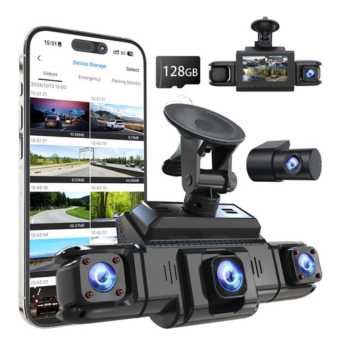 ZMOPO 360 view 4-channel dash cam, front rear left right cameras, included 128GB card
