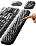 Vaydeer memory foam wrist rest in front of keyboard and mouse on a desk