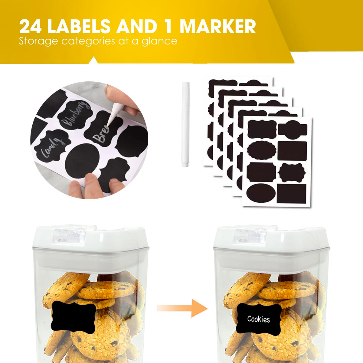 Airtight Food Storage Containers with Lids, 7-Piece BPA-Free Canister Set image 6