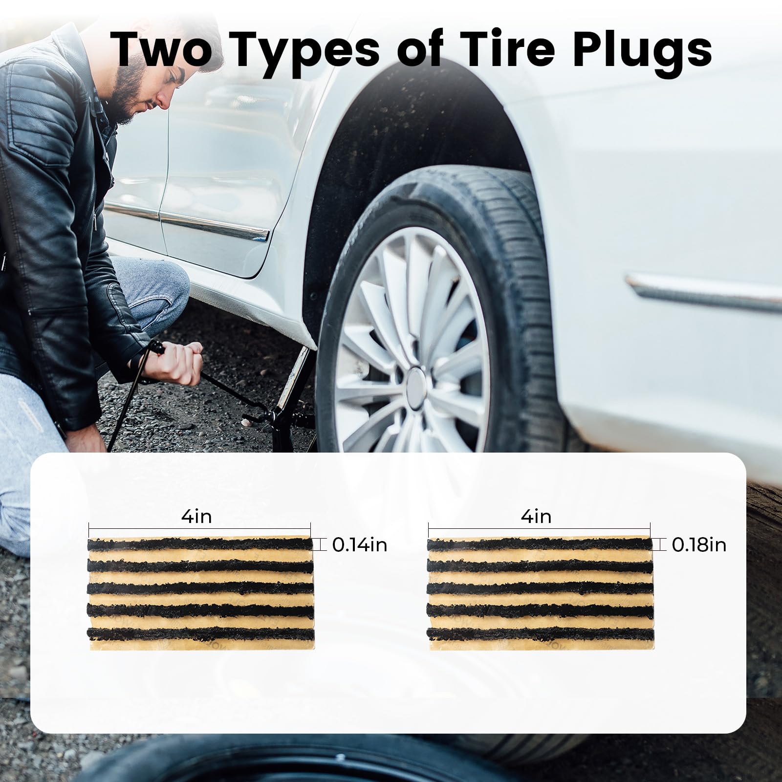 ETENWOLF Flat Tire Repair Kit with Plugs 16 Pcs, Heavy Duty Tire Plug Kit image 4