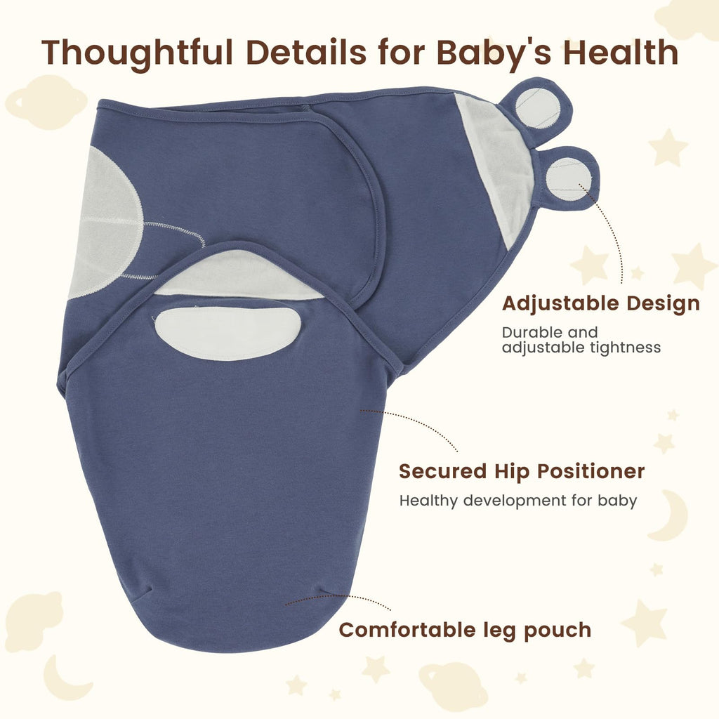 PHF 100% Cotton Baby Swaddle Sleep Sacks for Newborn, 3 Pack Soft Breathable Baby Swaddle Sack 0-3 Months for Boys Girls, Easy Adjustable, Blanket Wrap, Newborn Essentials (Dinosaur) image 3