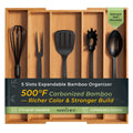 Carbonized Kitchen Drawer Organizer, 5 Slots Expandable Silverware Organizer, Utensil Holder & Cutlery Tray, 2.2" Deep for Extra Capacity, Non-Slip Feet Included.