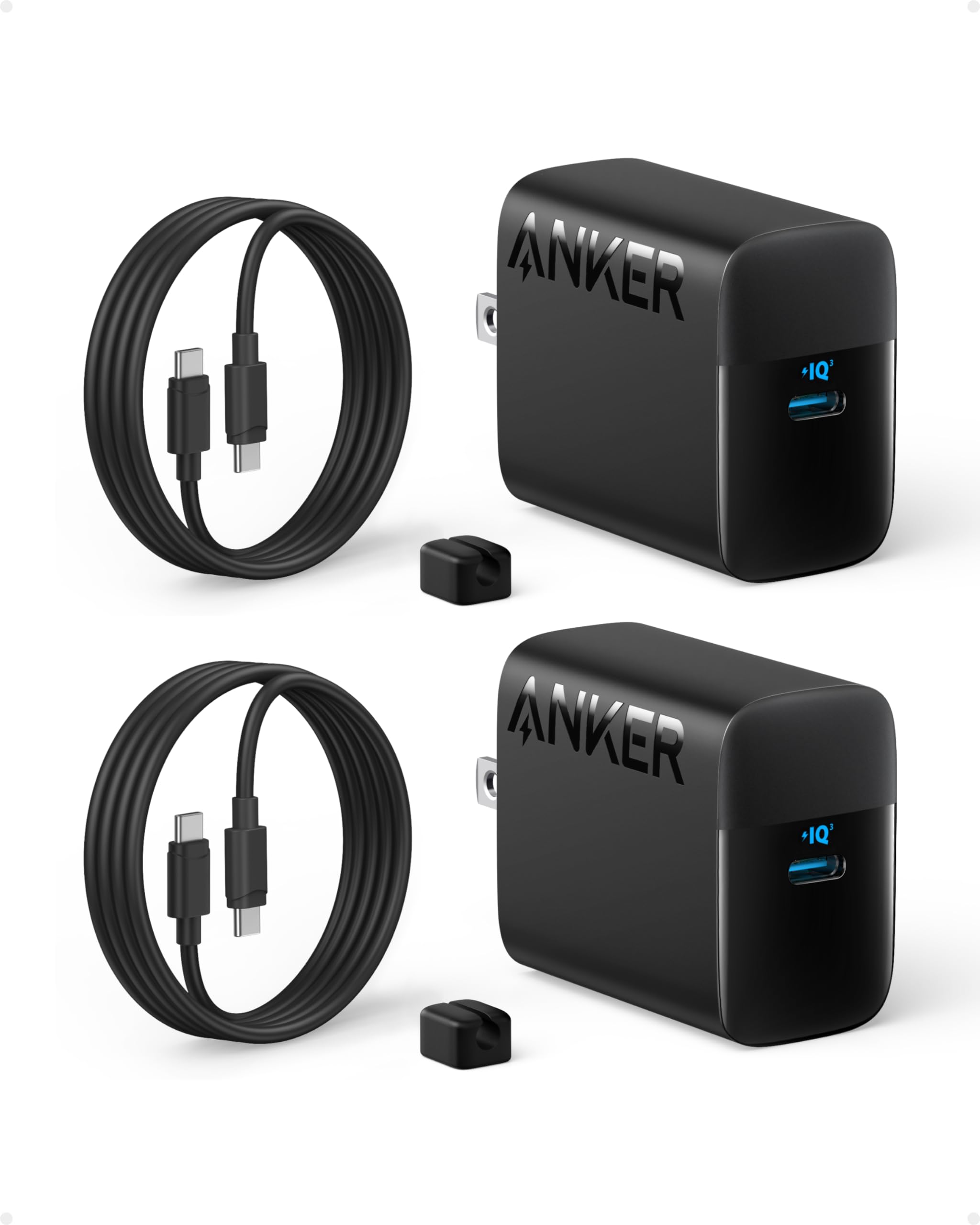 Two Anker 45W USB-C charger blocks side by side