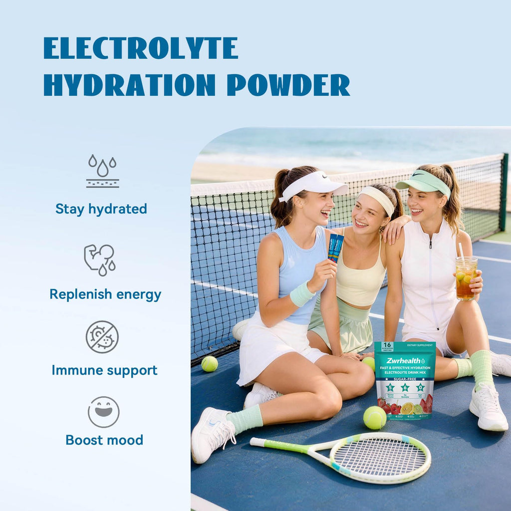 Zwrhealth Electrolytes Powder Packets, Sugar Free Hydration Packets, 4 Flavors Liquid Daily IV Electrolyte Drink Mix, Instantly Hydrating & Party Recovery with 6 Electrolytes & 5 Vitamins, 16 Servings image 5