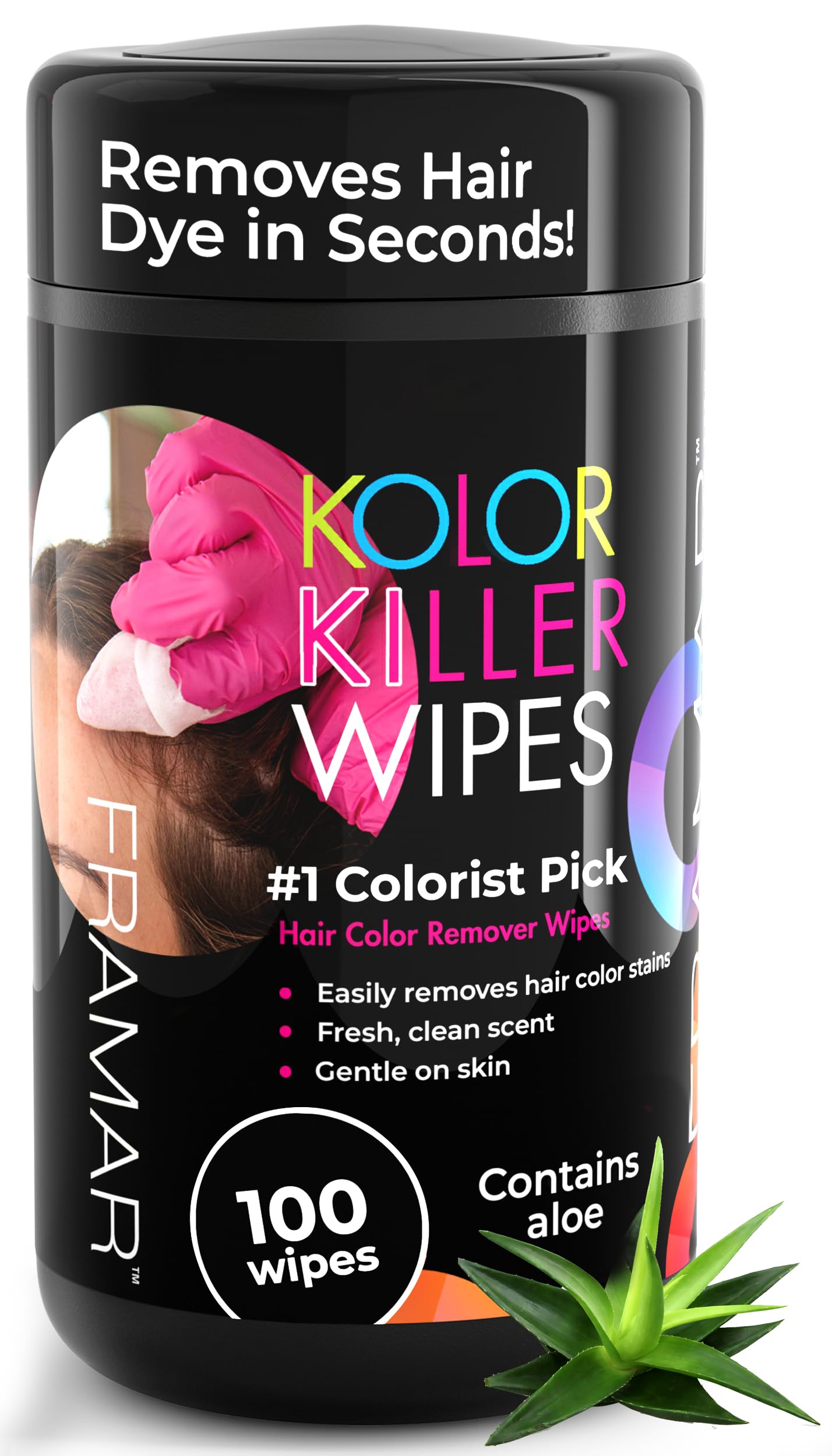 FRAMAR Kolor Killer hair dye remover wipes packet showing individual wipe sachets