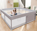 Hiaksedt 50x50in baby playpen with mesh panels and safety gate latch