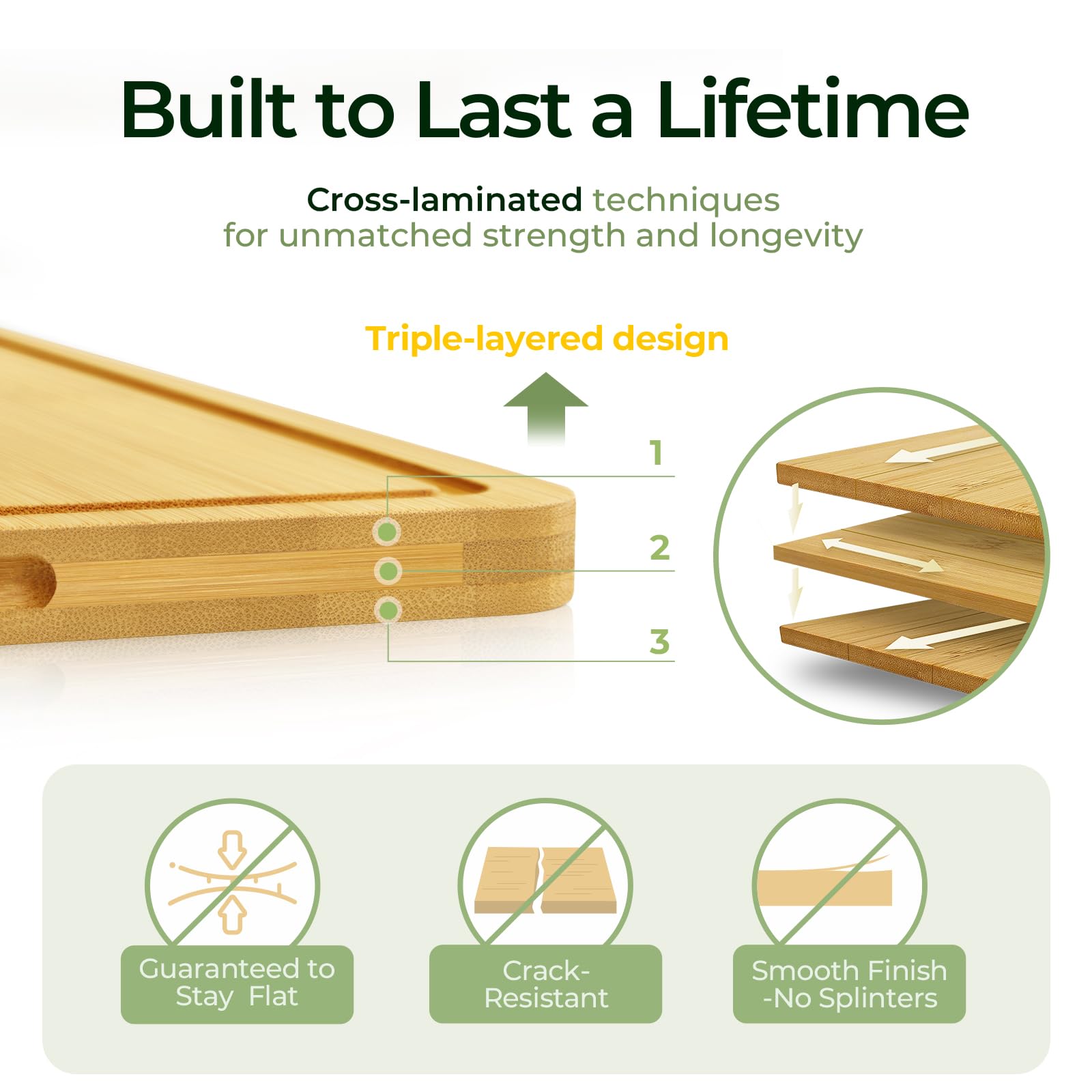 Keechee Natural Bamboo Cutting Board for Kitchen, XL Carving Board image 5