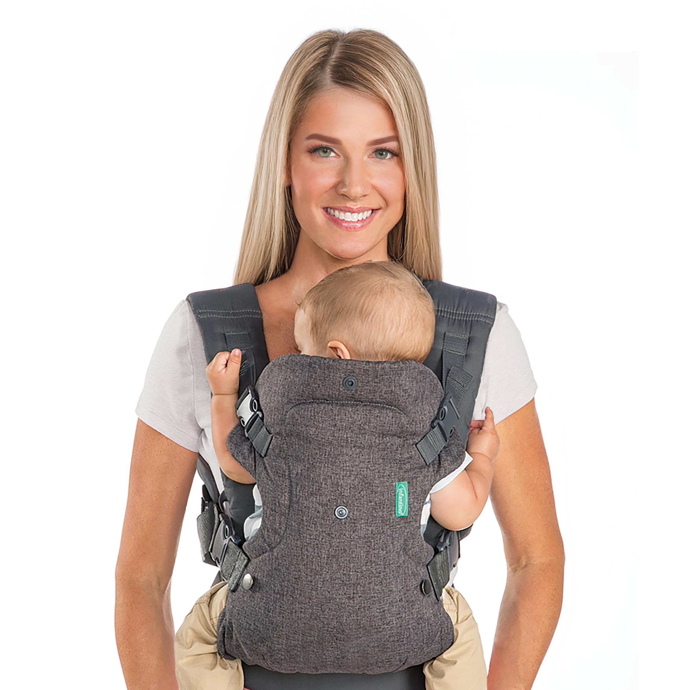 Gray Infantino Flip 4-in-1 convertible ergonomic baby carrier on white background