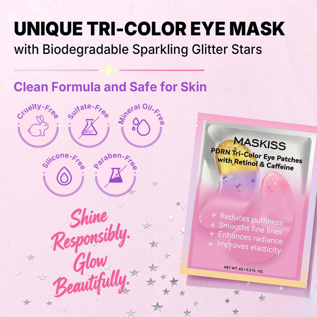 Maskiss PDRN Under Eye Patches (25 Pairs), Tri-Color Eye Gel Pads with Retinol Caffeine, Eye Masks for Dark Circles Puffy Eyes Wrinkles, Collagen Self Care Gifts for Women image 6